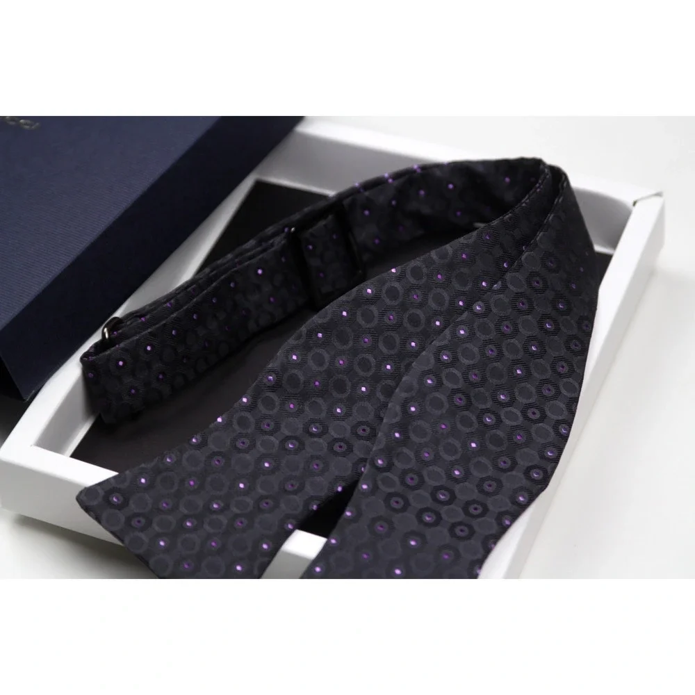 Men's Self-tied Bow‎ Tie 100%Silk Grey Purple Ornament S732BC